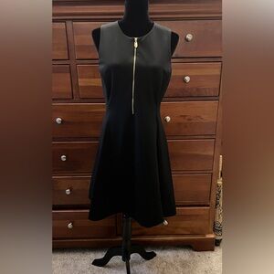 Donna Karan Black front zipper Sleeveless Mini/high low Dress